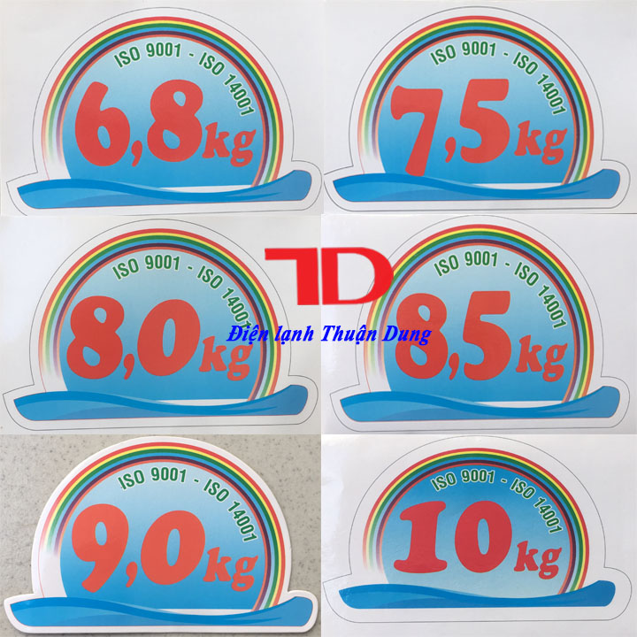 Combo 10 Tem dán trang trí Máy Giặt loại 9KG