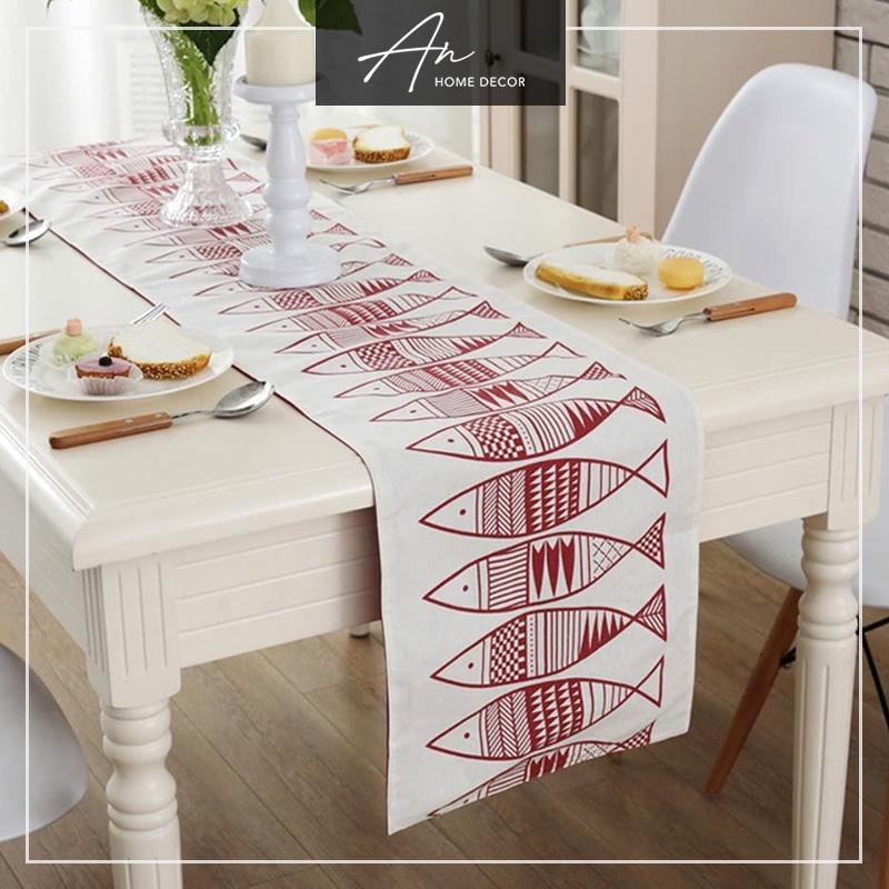 Tấm trải bàn Table runner con cá