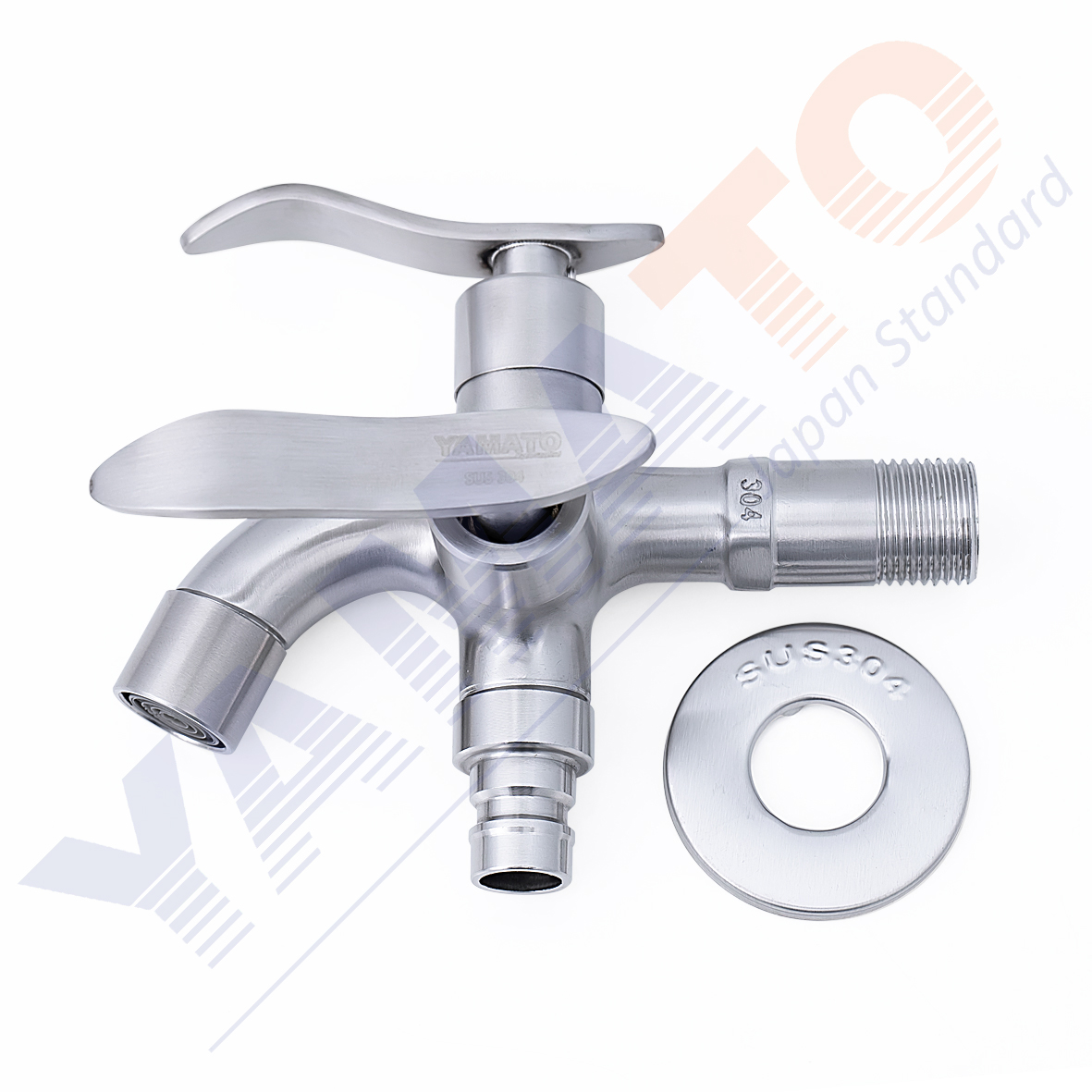 VÒI XẢ LẠNH INOX 304 ĐA NĂNG 2 ĐẦU | CỦ SEN LẠNH YAMATO CAO CẤP YCSI02S | tặng kèm 01 cuộn băng tan