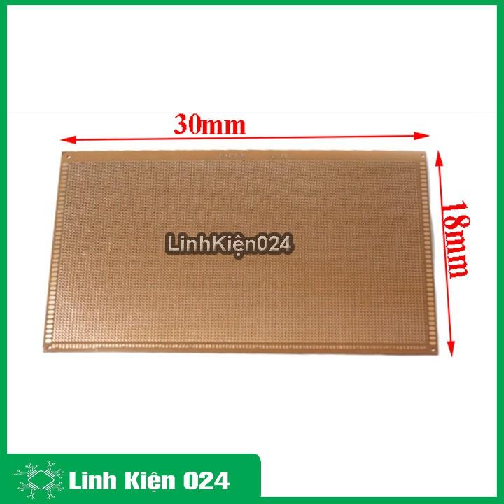 Phíp Đồng Lỗ - Bảng Mạch Đục Lỗ Sẵn PCB Nâu - Kích Thước 18x30MM