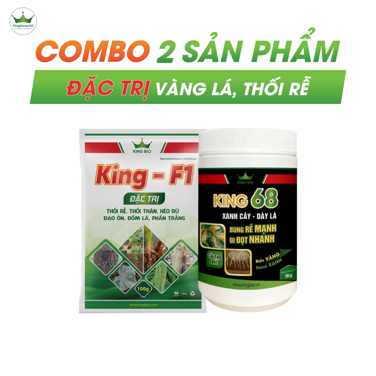 Combo Đặc Trị Vàng Lá Thối Rễ, Kích Rễ, Bung Đọt, Cải Tạo Đất, Trị Nấm Bệnh