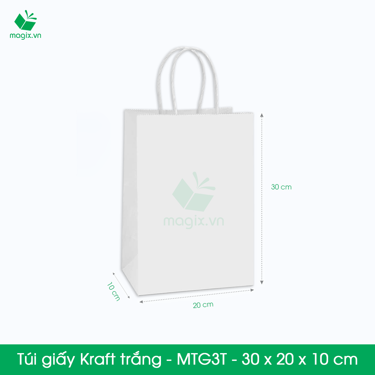 MTG3 MTG3T - 30x20x10 cm - Combo 200 túi giấy Kraft Nhật cao cấp