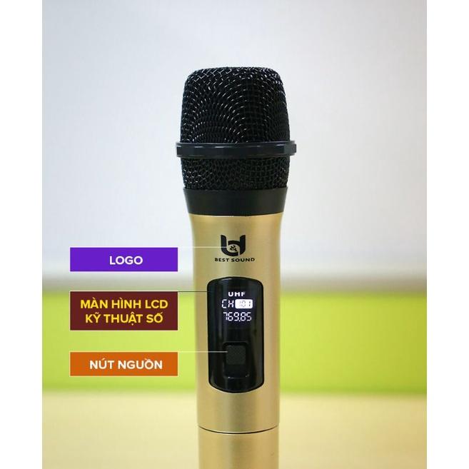 Micro karaoke không dây Best Sound 2 Micro W003 (Pin AA) và W108 (Pin sạc)