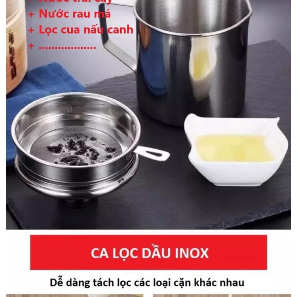 Ca Lọc Dầu Ăn Có Lưới Lọc Cặn Bằng Inox 304, Lọc Trái Cây, Lọc Chanh, Lọc Rau Má, Ca Lọc Đa Năng 1.2 Lít