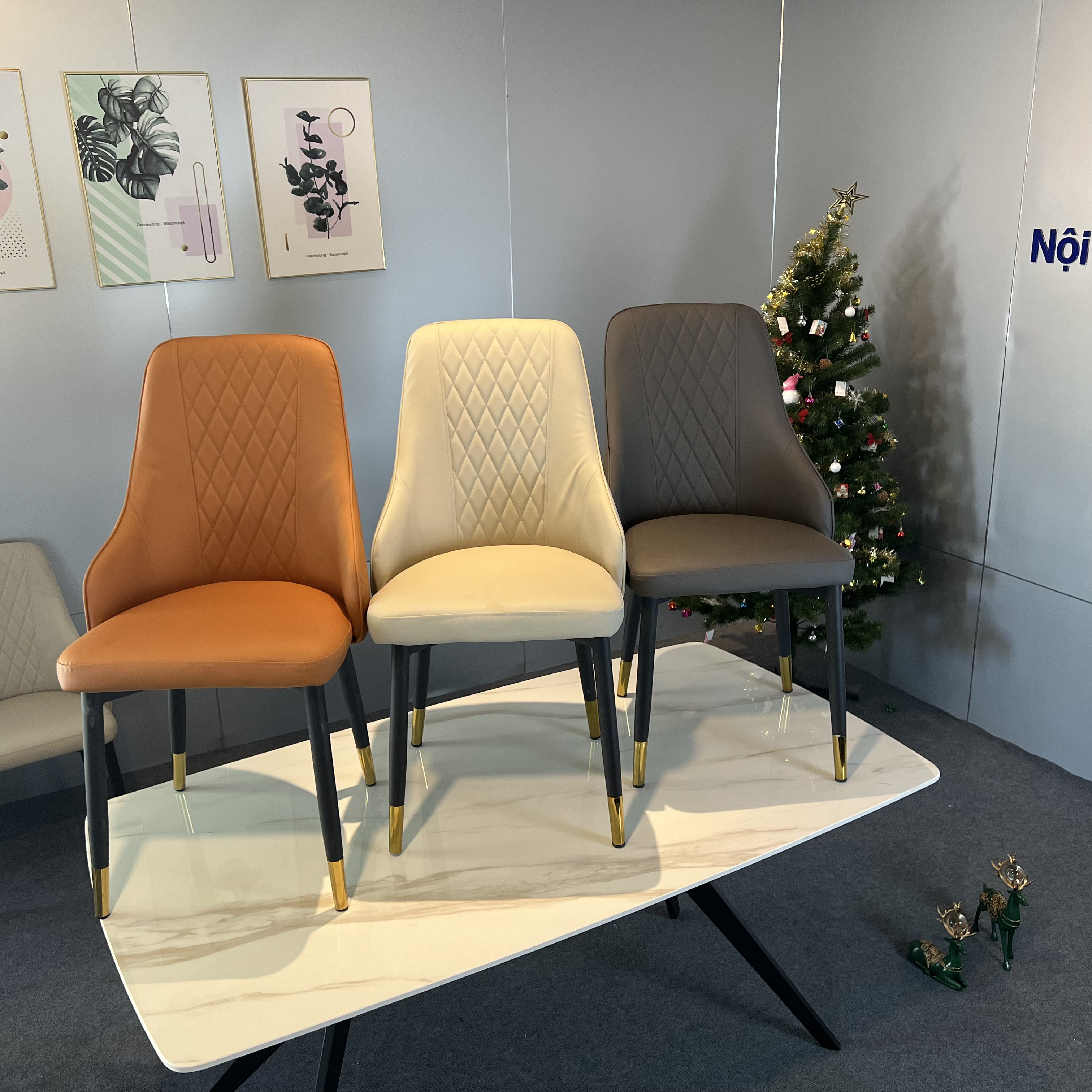 Bàn ăn mặt đá cẩm thạch chân sắt sơn đen 1m2 - 1m4 - 1m6 - 1m8 kết hợp ghế Sheraton trám 4 ghế 6 ghế 8 ghế