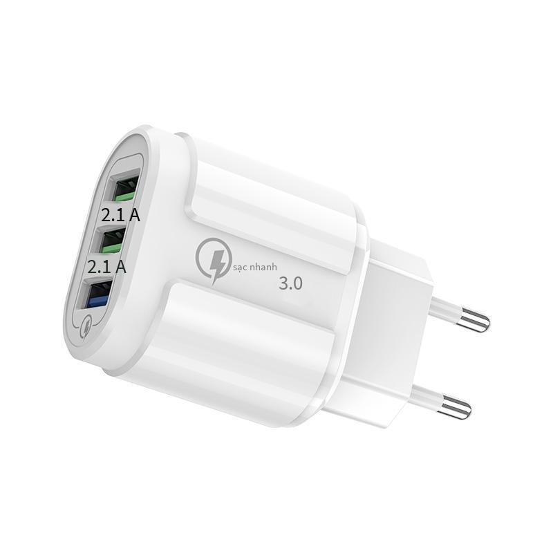 Giá ưu đãi Tiêu chuẩn Châu Âu ba cổng usb đa cổng sạc nhanh QC3.0 đầu sạc du lịch 18W tiêu chuẩn Mỹ tiêu chuẩn Anh Bộ sạc du lịch 18W