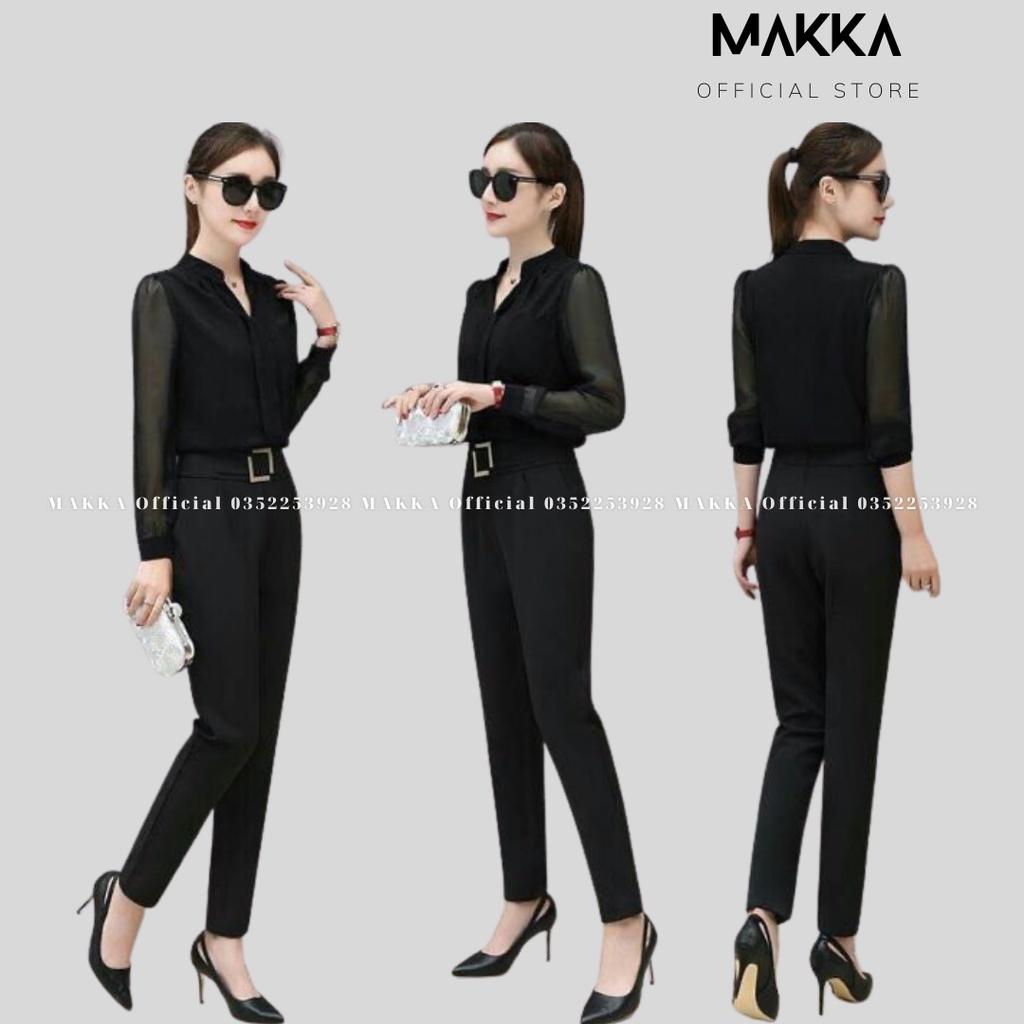 Quần baggy công sở nữ MAKKA baggy đai vuông khóa giọt lệ hông 834