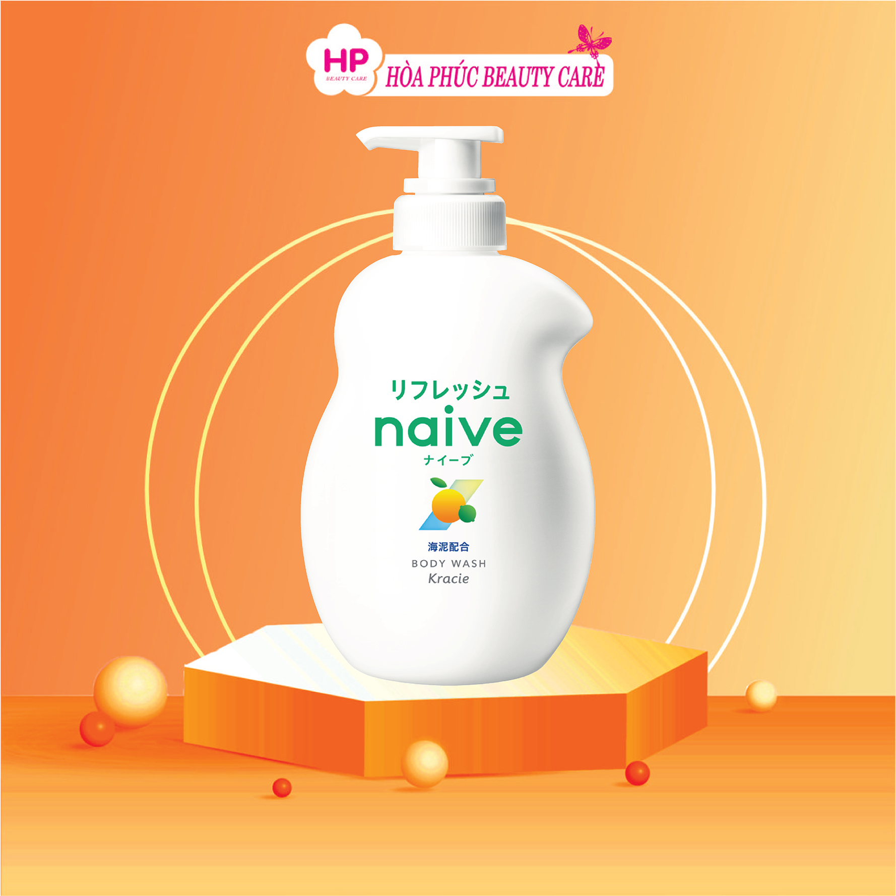 Sữa Tắm Hương Bưởi Thư Giãn Kracie Naive Body Wash (Refresh) 530ml