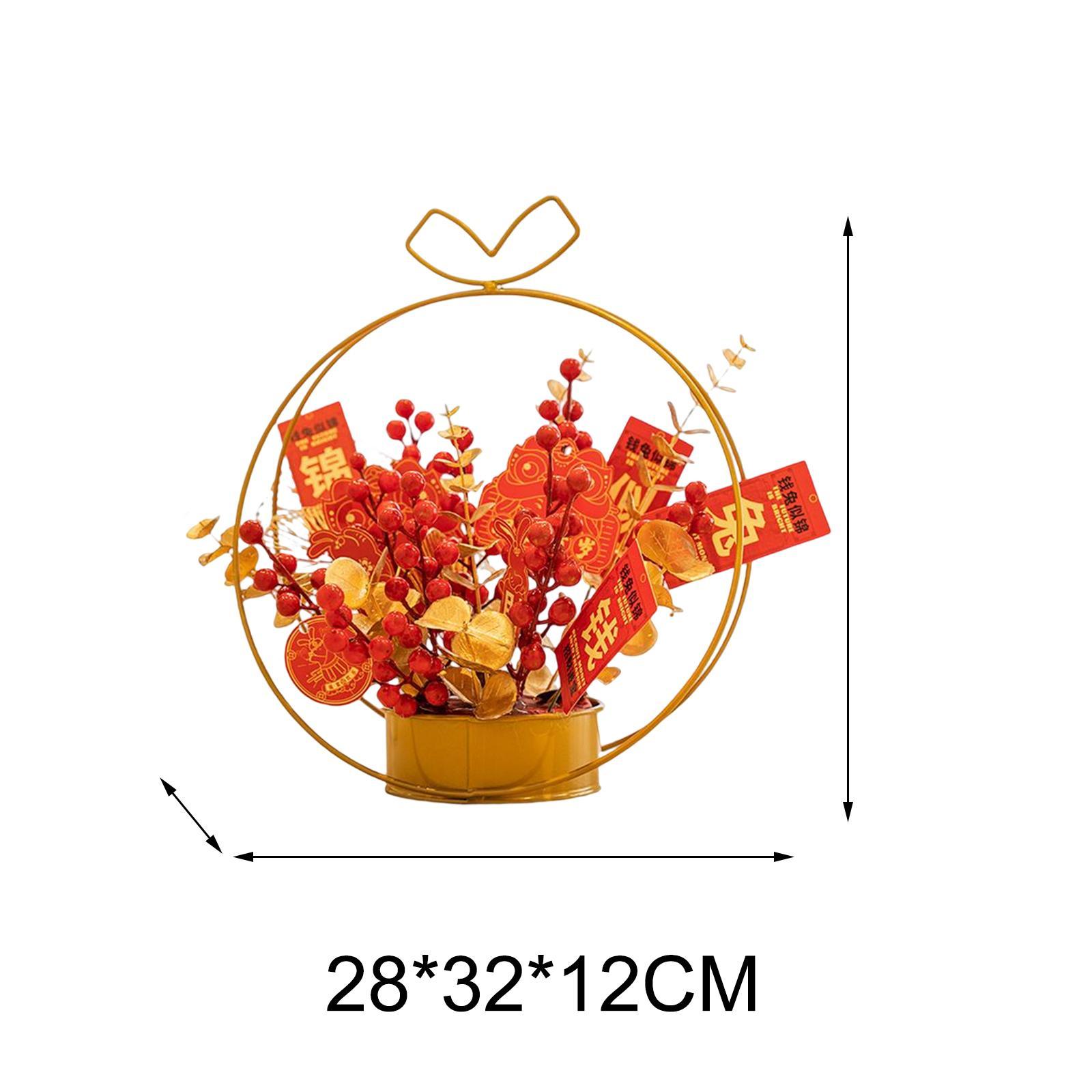Artificial Flower Basket Ornament Photo Props New Year Party Decoration 2x