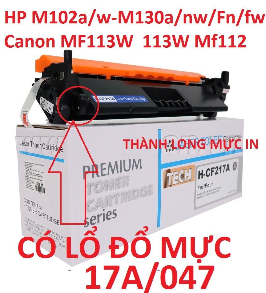 Hộp mực 17A Có Chip dành cho HP LaserJet Pro M102a M102w M130a M130nw M130Fn M130fw CRG 047 Canon 113w mf113w CÓ LỔ ĐỔ MỰC Hàng chính hãng Alpha Cartridge