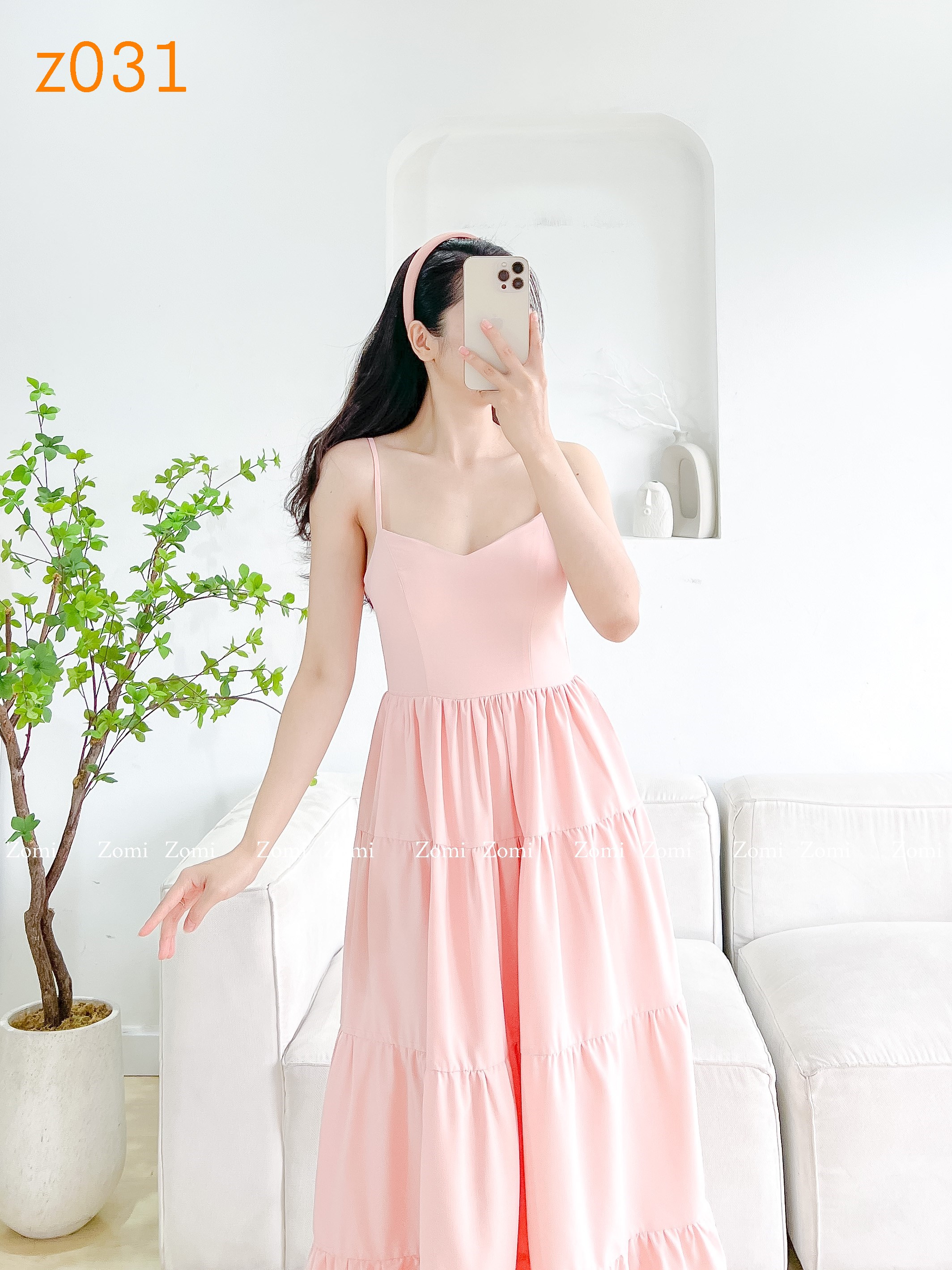 Đầm maxi 2 dây xòe tầng thiết kế Zomi Z031