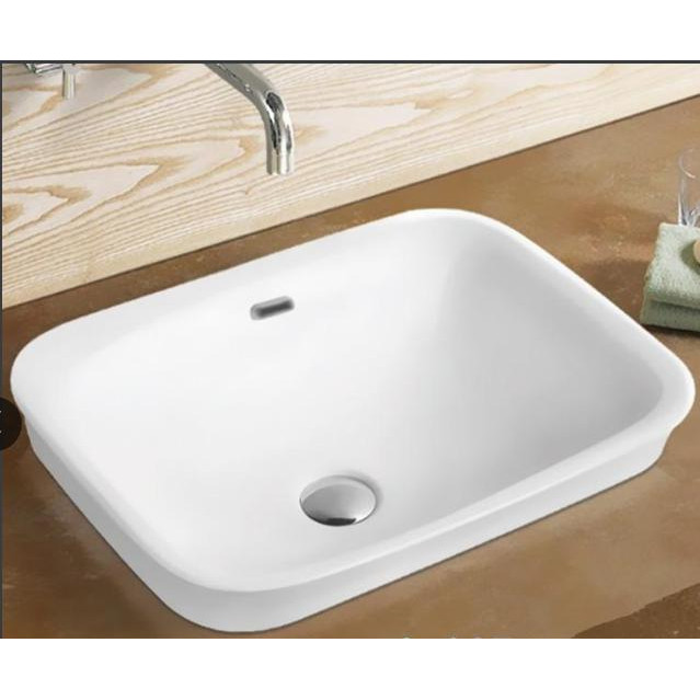 CHẬU LAVABO ÂM BÀN ĐÁ DƯƠNG VÀNH MEN NANO TRẮNG SÁNG