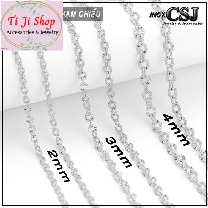 DÂY CHUYỀN CHỮ CONG INOX CHẠM CHIẾU D - sáng, đẹp, không đen