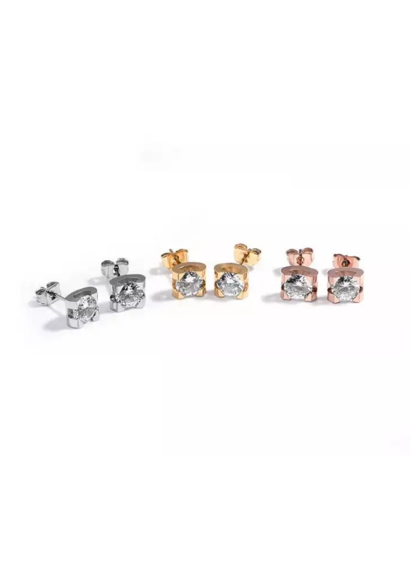 Bông Tai 1 Viên Đá Trắng Chất Liệu Thép Titan Ko Đen Ko Dị Ứng TT 1054 - 1 Cặp