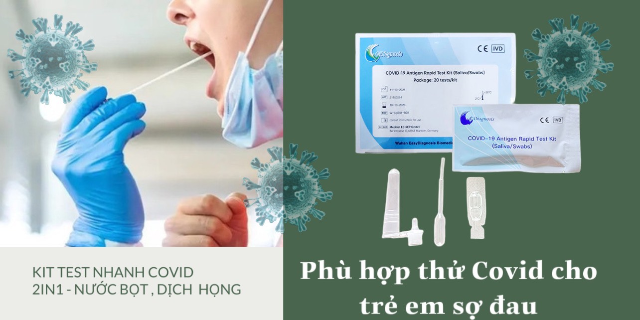 Kit Test Nhanh Covid 19 Tại Nhà Bằng Nước Bọt hoặc dịch mũi ( 2in1), Bộ Y Tế cấp phép lưu hành