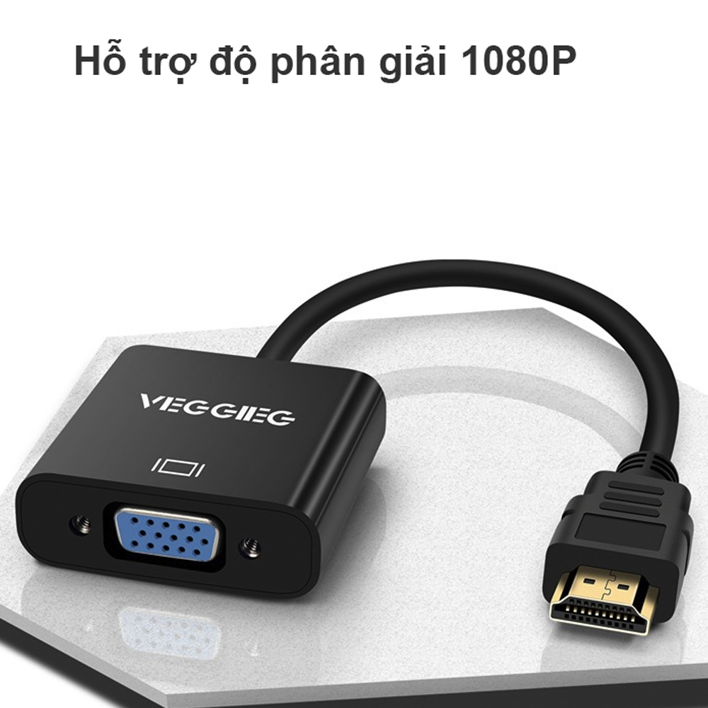 Cáp chuyển đổi HDMI ra VGA 1080 VEGGEIG H-V1B - Màu đen