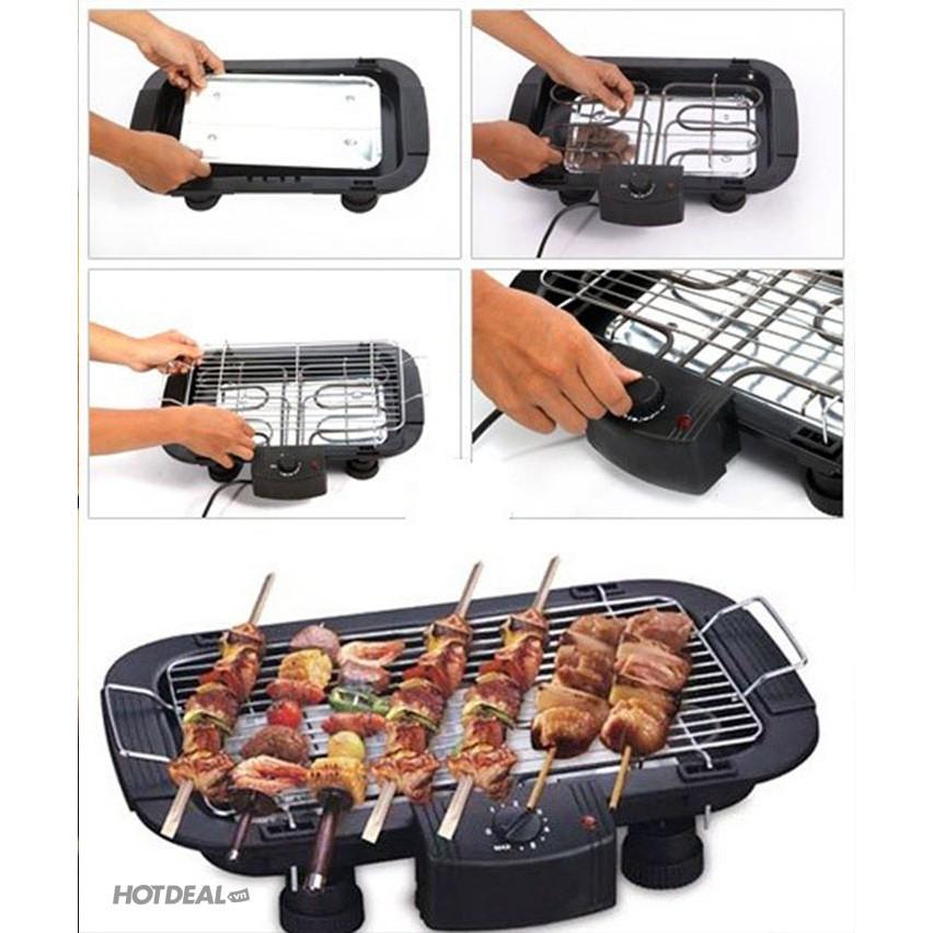 Bếp Nướng Điện Cao Cấp Electric Barbecue Grill HBK 2000W Không Khói, Tặng 1 Khăn Lau Cao Cấp - Bếp Nướng Đa Năng
