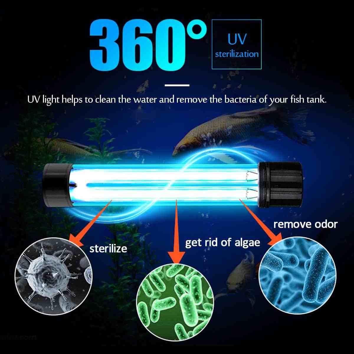 Đèn UV 40W Bóng Kép cao cấp, diệt tảo, diệt khuẩn cho bể cá, hồ cá, hồ thủy sinh siêu sạch ( Trắng)