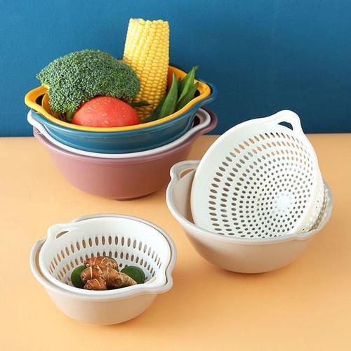 Bộ 6 chậu rửa kèm rổ nhựa chất liệu nhựa siêu bền đựng đồ đa năng có lỗ thoát nước
