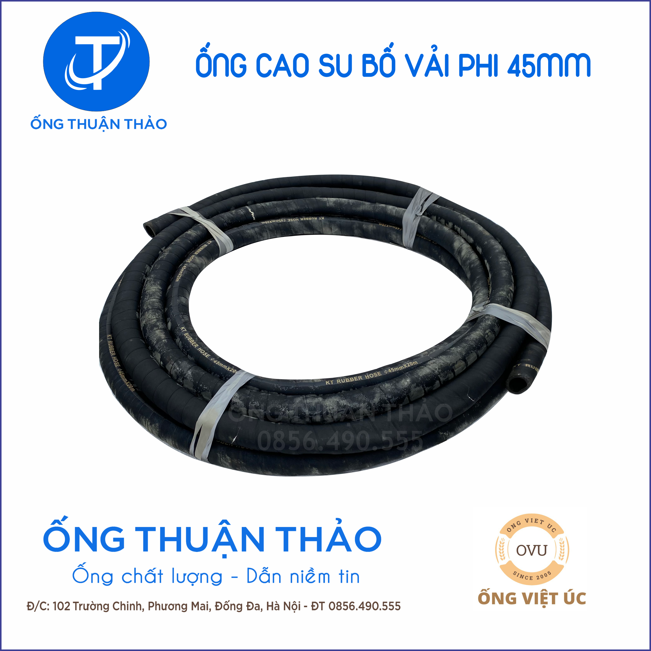 Ống Cao Su Bố Vải Phi 45mm cuôn 20 mét- Hàng Nhập Khẩu - Ống Thuận Thảo