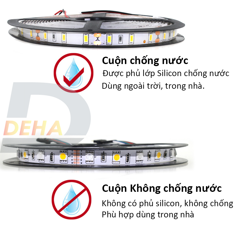 Cuộn led dây dán RGB đổi màu strip light trang trí dán tường, bàn máy tính (bán lẻ, tùy chọn loại led, chiều dài dây)