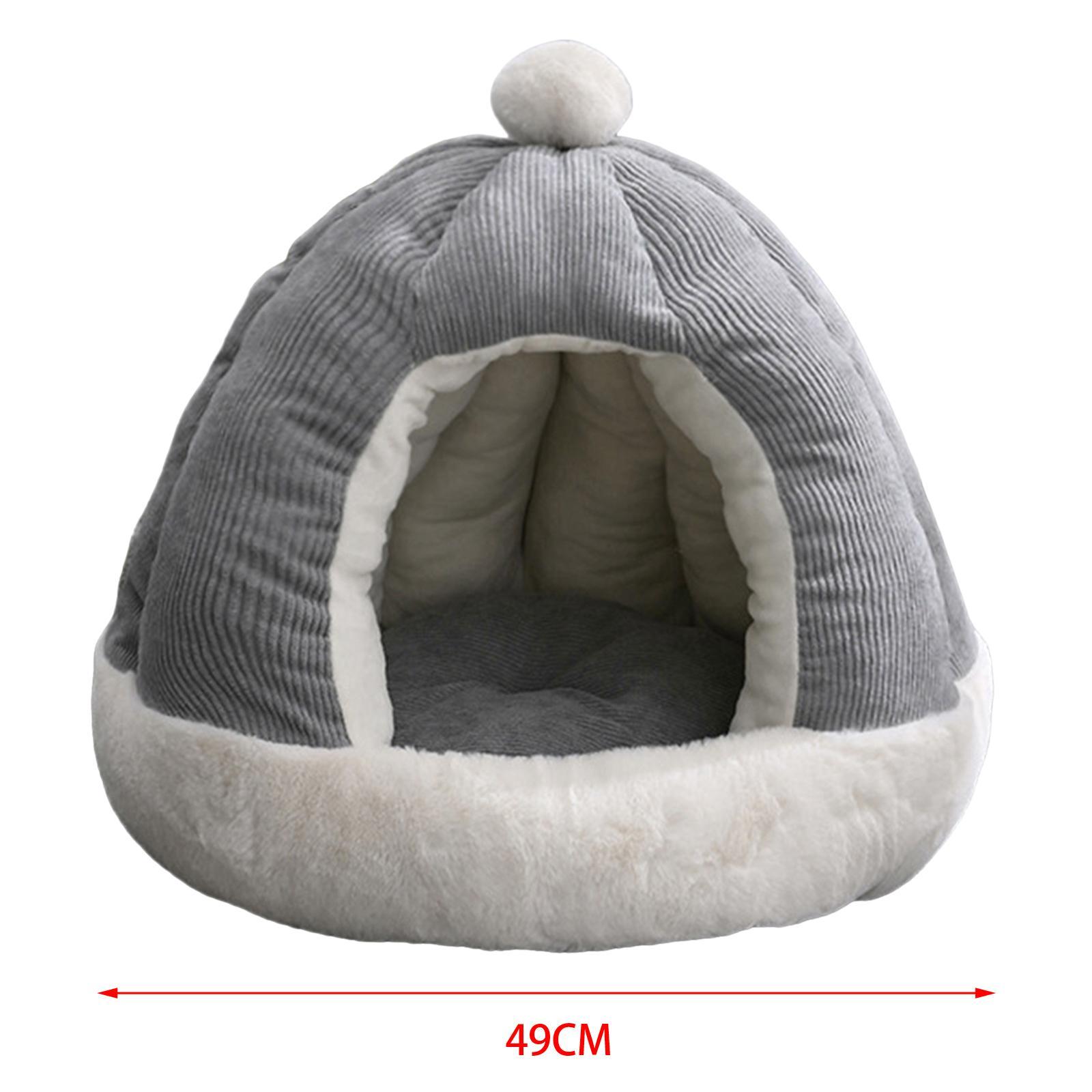 Cute Cat Bed Kitten Cave Kitten House Comfortable Portable Kitty Hut with Cushion Dog Bed Anti Slip Warm Nest Decorative Dog Kennel Pet Bed