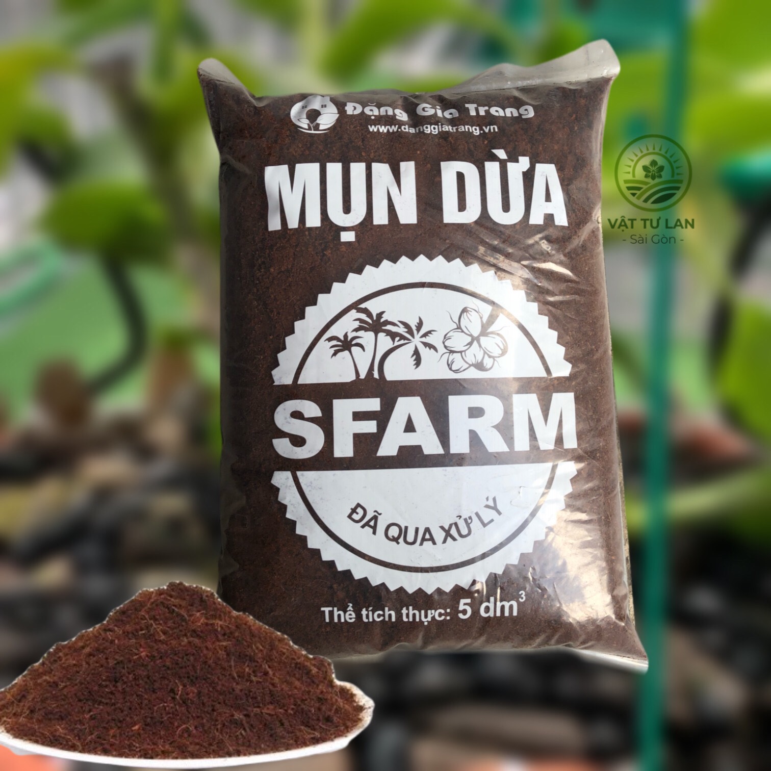 Mụn Dừa SFARM Dạng Nhuyễn Đã Qua Xử Lí Chát, Khử Sạch Mầm Bệnh - Túi 5dm3