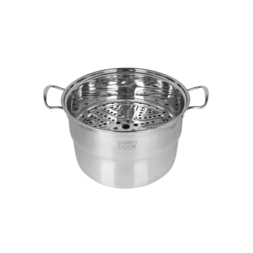 Set pot xửng steamer stainless steel multi-functional 26 cm green Cook GCST01-26ih capacity 5L useable on latest all kinds of kitchen