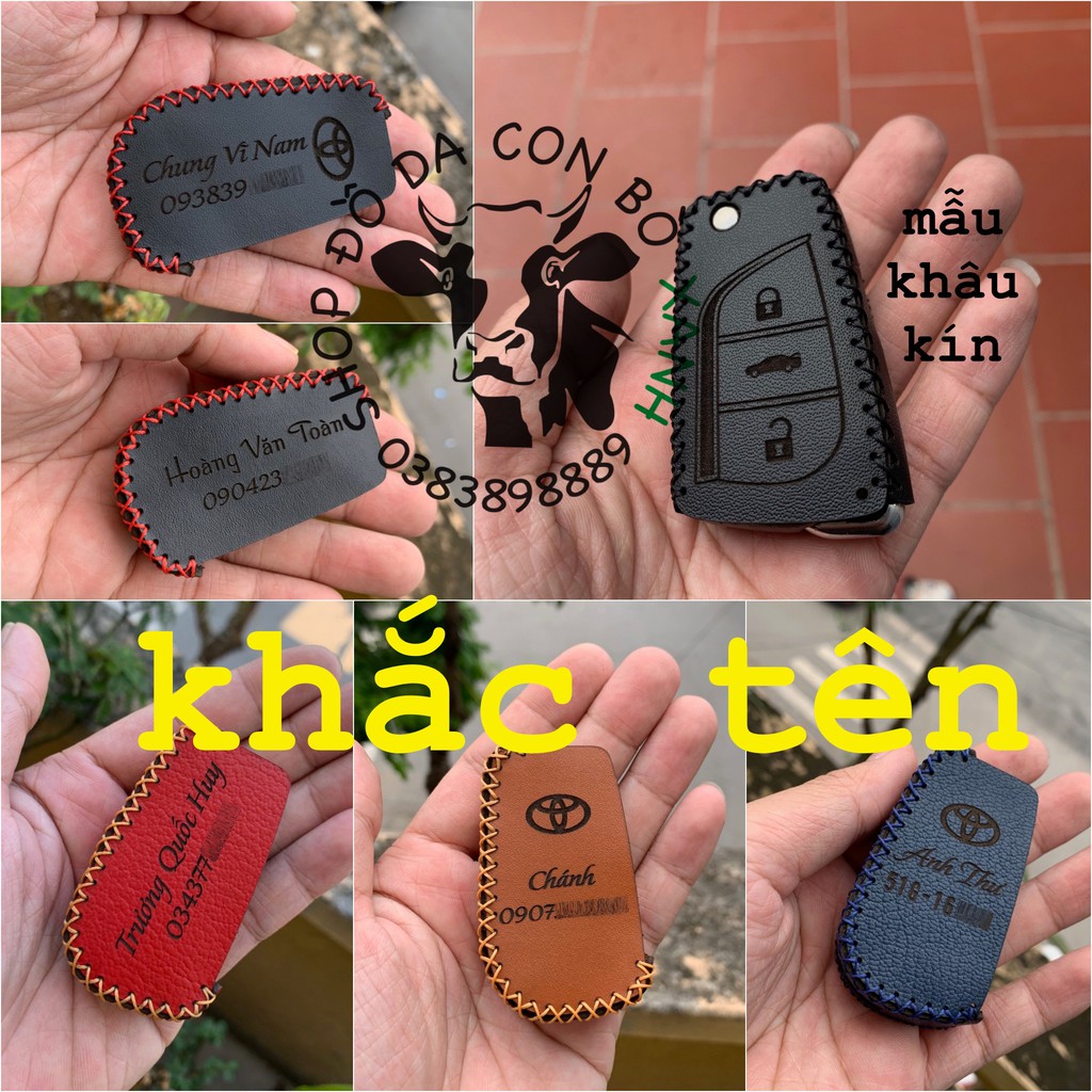 Bao da dành cho chìa khóa Toyota Innova, Fortuner, Altis, Hilux chìa khóa cơ handmade da thật 006
