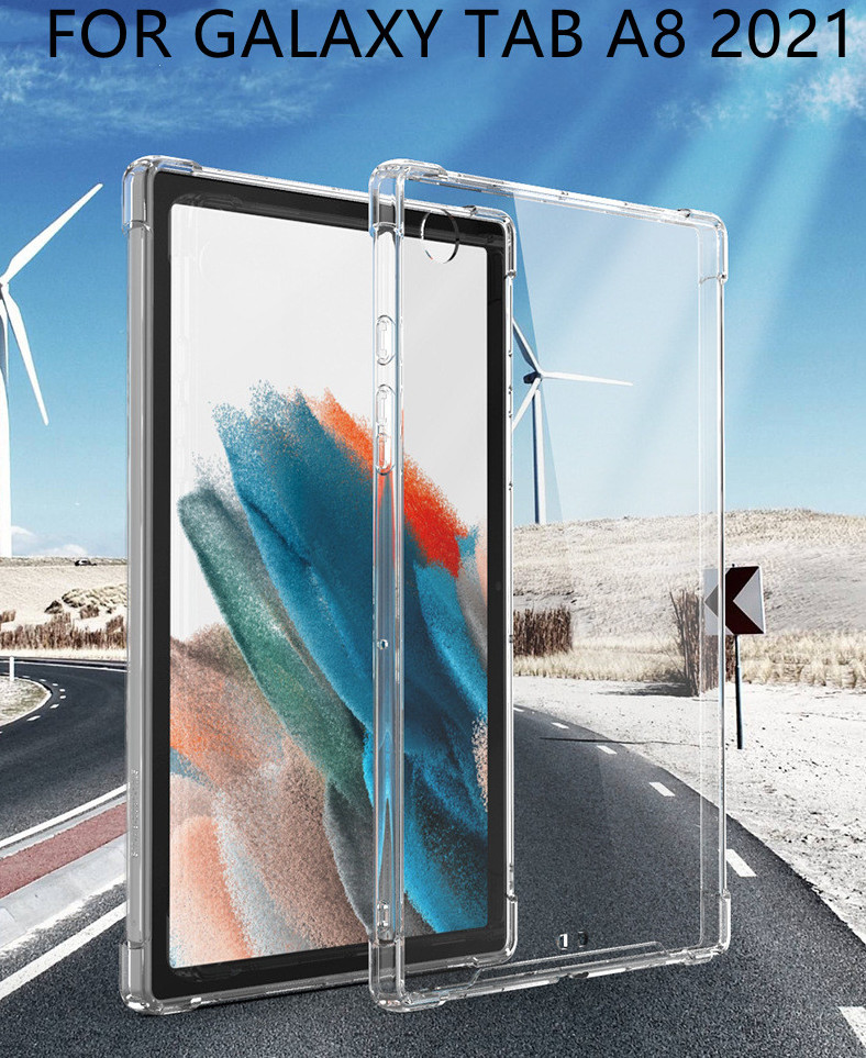 Ốp Lưng Chống Sốc Cho Samsung Tab A8 10.5 inch X200/X205 Dẻo Silicon Trong Suốt, Có Gờ Bảo Vệ Camera