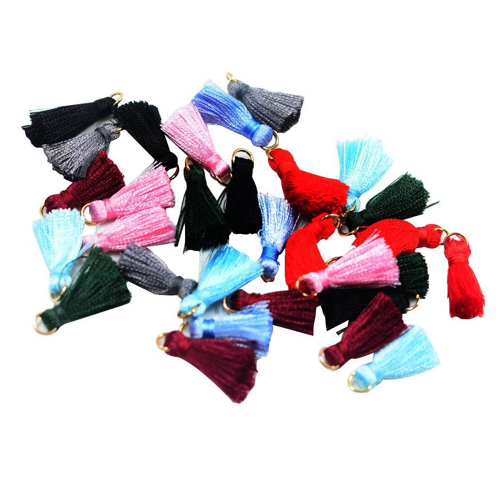 60 Pieces Silk Handmade Tiny Soft Tassels Mini Tassels,Colorful Tassels, Earring Tassels Assorted Colors 23mm