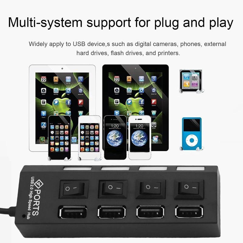 Hub Chia 4/7 Cổng Usb 2.0 Kèm Công Tắc On/Off To480 Mbps Cho Laptop táo Pc Laptop