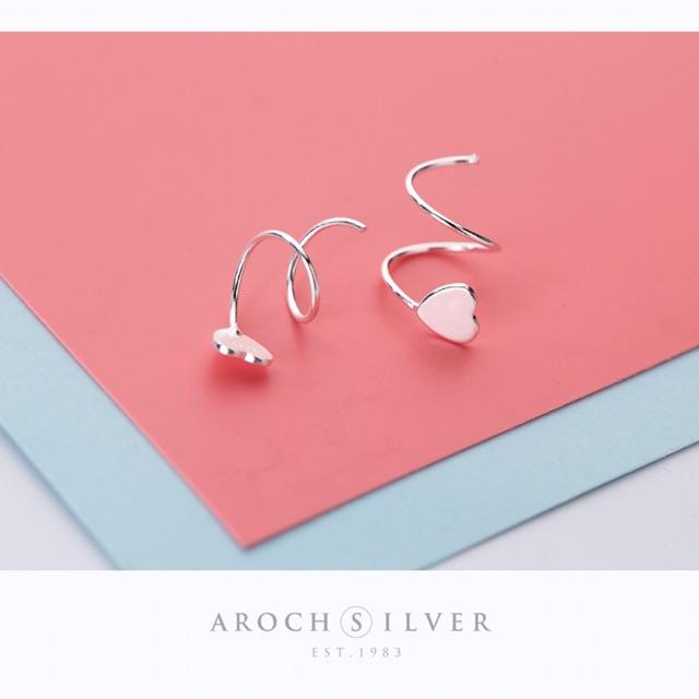 Khuyên tai bạc Ý s925 trái tim xoắn E7742 - AROCH Jewelry