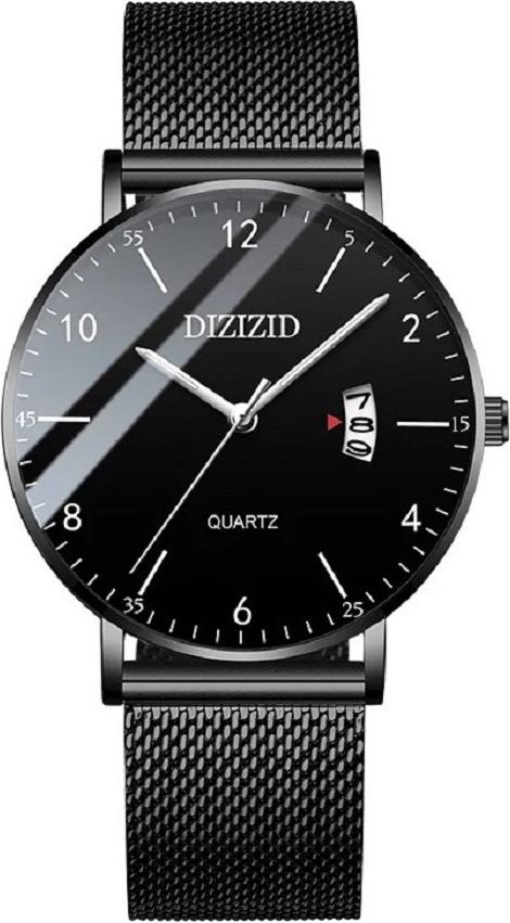 Đồng hồ nam đeo tay DIZIZID dây thép lưới mặt mỏng chạy lịch ngày cao cấp ZID3N