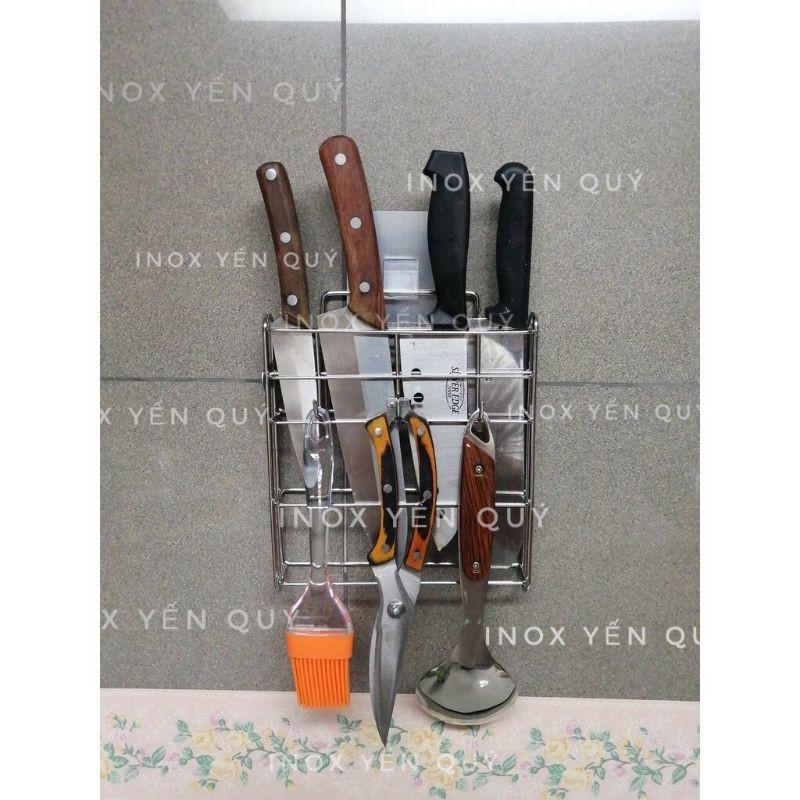 Kệ treo dao muôi thìa dán tường INOX 304