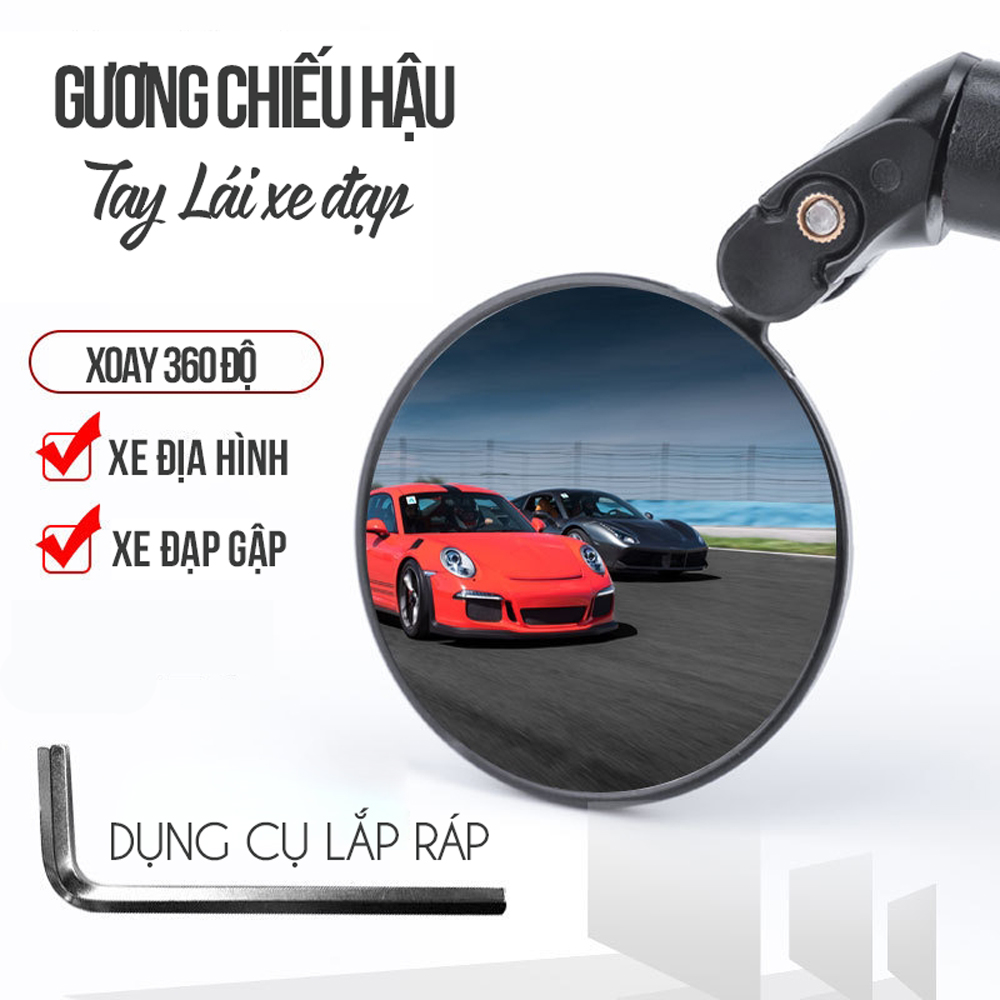 Gương Kính Chiếu Hậu Xe Đạp GXD-ML03 cho xe đạp có lỗ tay cầm phi 18-22mm xoay 360 Độ giúp quan sát phía sau xe đạp  (Mặt Gương Cầu Lồi) - Mai Lee