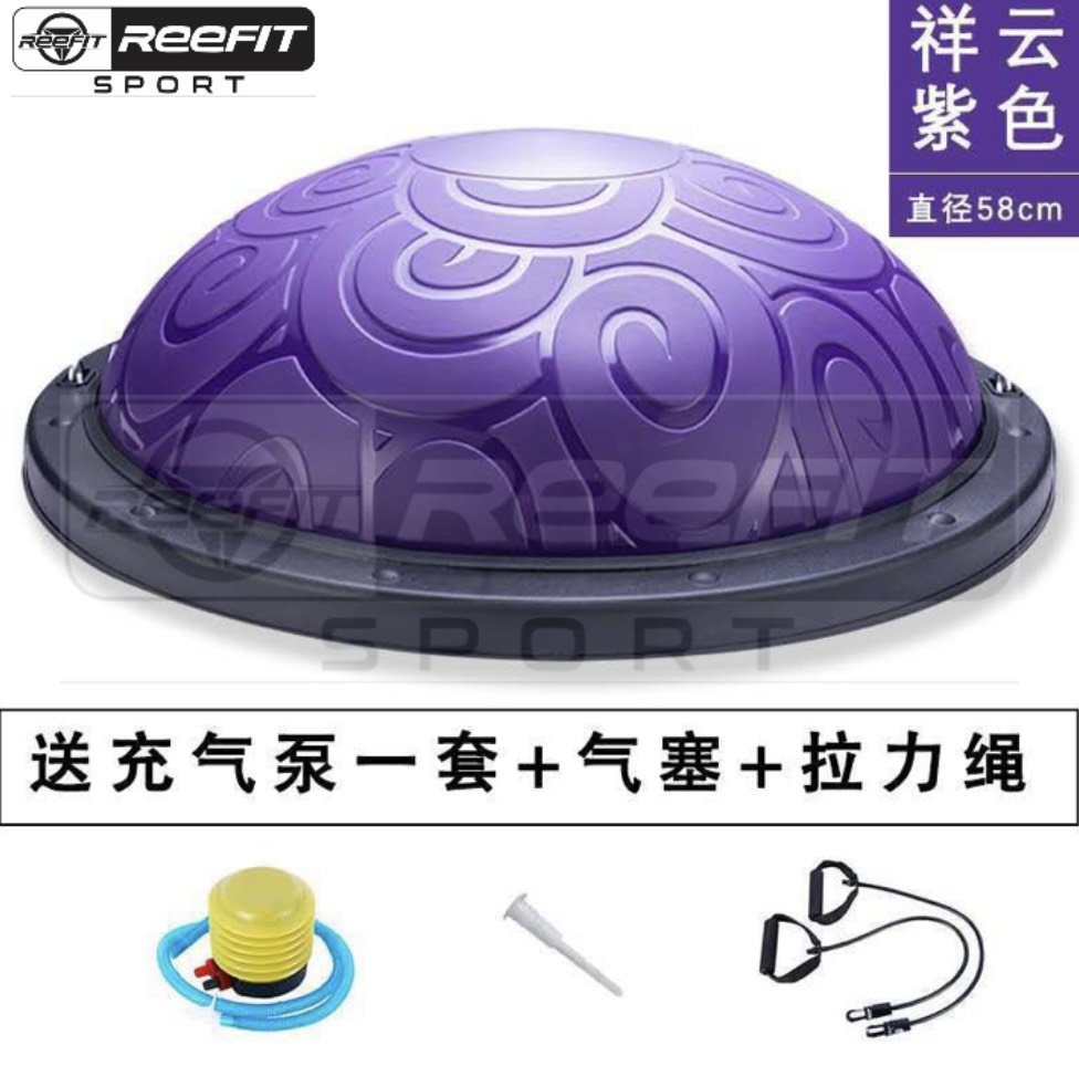 Bóng Bosu 58cm bóng cân bằng,Yoga ball siêu dày chống nổ có dây band kháng lực