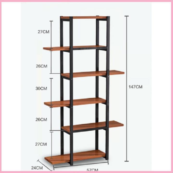 Re0510 Kệ trang trí gỗ 6 tầng khung sắt - Kệ để đồ trang trí - Kệ trưng bày - Tủ kệ trang trí