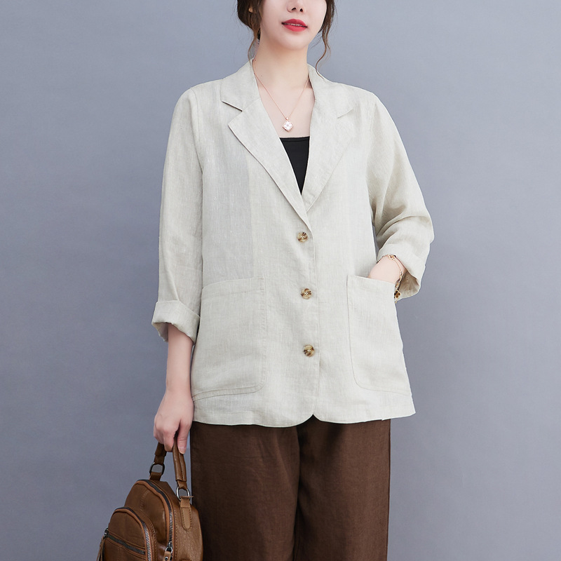 Áo blazer linen nữ, áo vest nữ kiểu Hàn Quốc tay lỡ, chất linen mềm cao cấp Haint Boutique Bz04