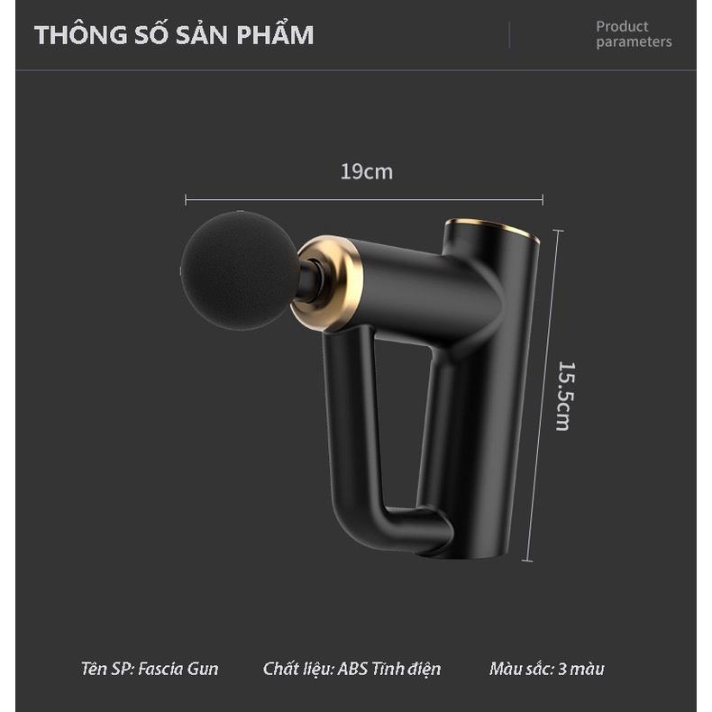 Súng Massage Fascial Gun 4 Đầu Trị Liệu 6 Chế Độ Mạnh Mẽ, Máy Massage Cầm Tay Thư Giãn Cơ Toàn Thân