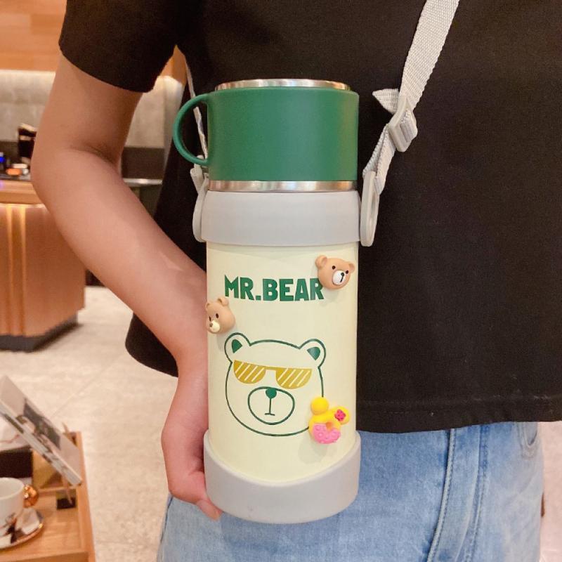 650Ml Dễ Thương Chân Không Thép Không Gỉ Cup Di Động Sinh Viên Lớn Dung Tích Thể Thao Ngoài Trời Bình Sữa Trẻ Em Chân Không Cách Nhiệt