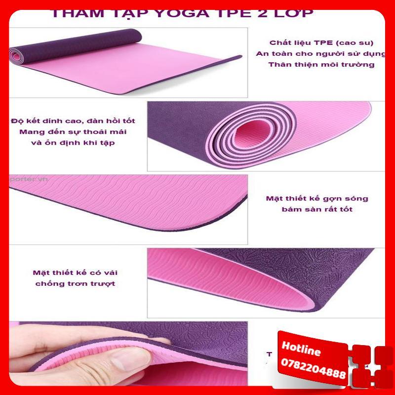 Thảm Tập Yoga  2 Lớp Dày 6Mm - Loại Tốt