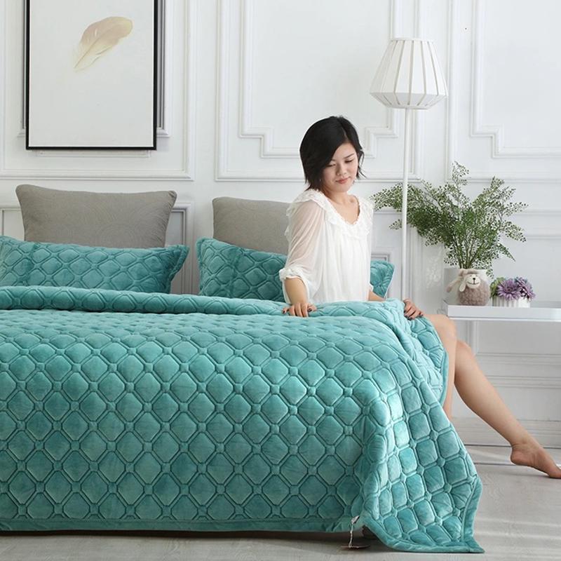 JUSTCHIC Pha Lê Nhung Giường Màu Dày Giữ Ấm Mùa Đông Chăn AB Phiên Bản Bộ Chăn Ga Gối Drap Giường Trang Trí Nhà