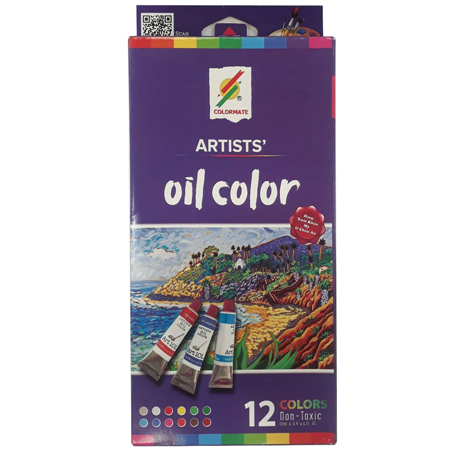 Hộp Giấy 12 Tuýp Màu Dầu CM-OIL-12P