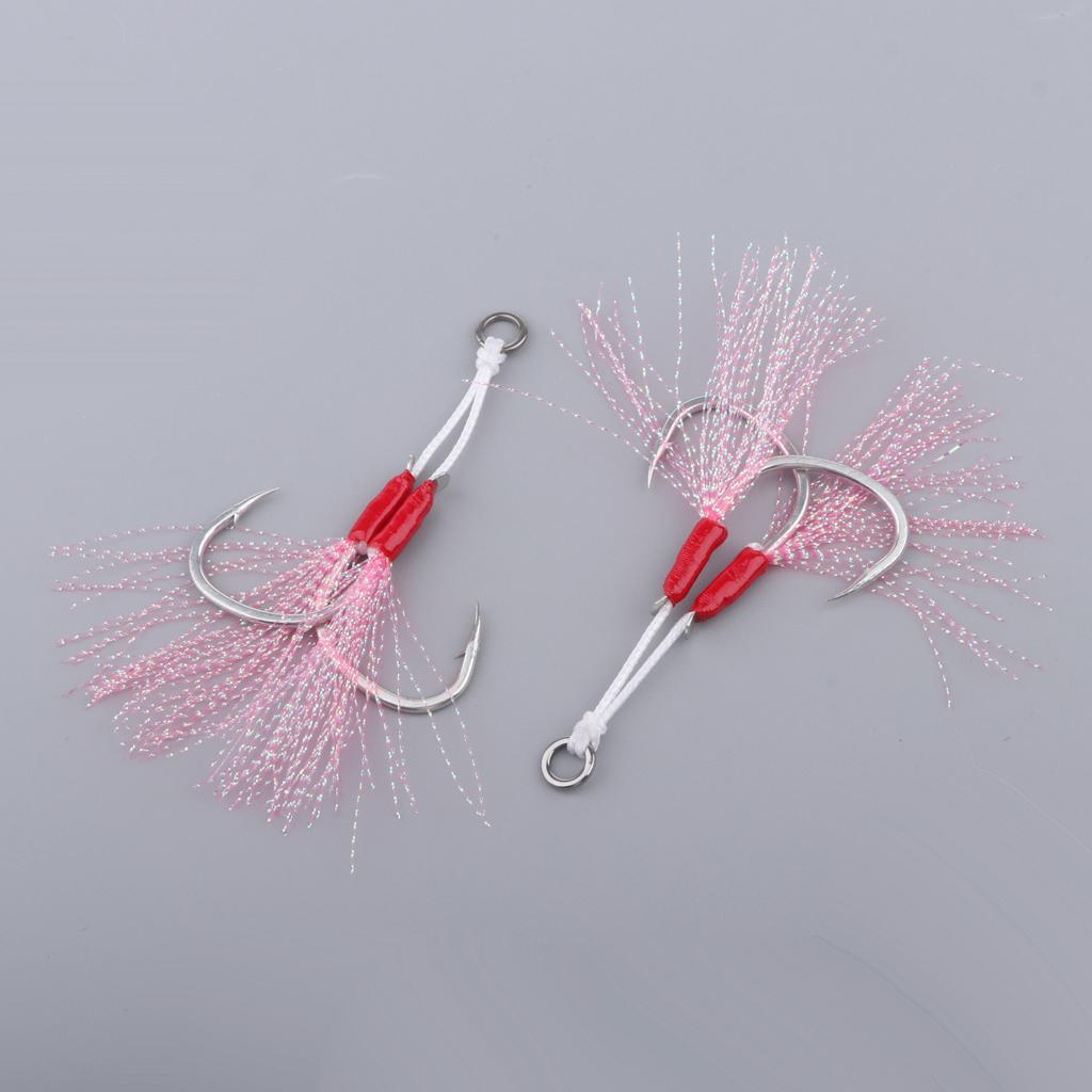2pcs Jigging Assist Hooks Slow Pitch High Carbon Steel Double Saltwater Fishing Hook Jigs