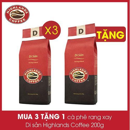 Mua 3 gói tặng 1 gói Cà phê Rang xay Di sản Highlands Coffee 200g