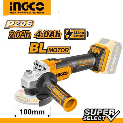 Máy mài góc Ingco CAGLI201008 dùng pin 20V 100mm (không kèm pin và sạc) động cơ không chổi than