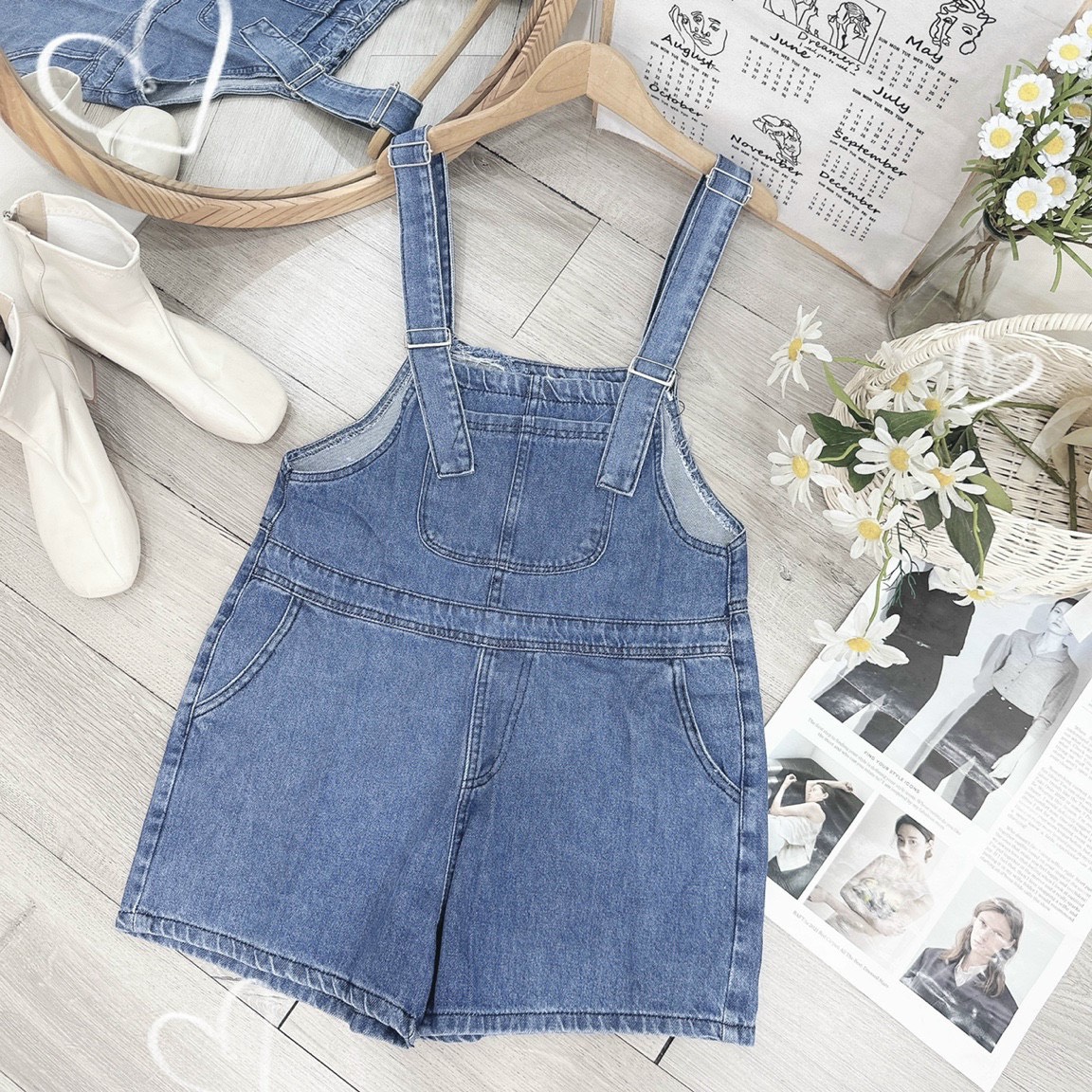 SET QUẦN YẾM ĐẦM YẾM JUMPSUIT ĐỒ BAY NGẮN TRƠN QUẦN ỐNG RỘNG LƯNG CAO DENIM JEANS DẠO PHỐ DỰ TIỆC GIÁNG SINH NOEL