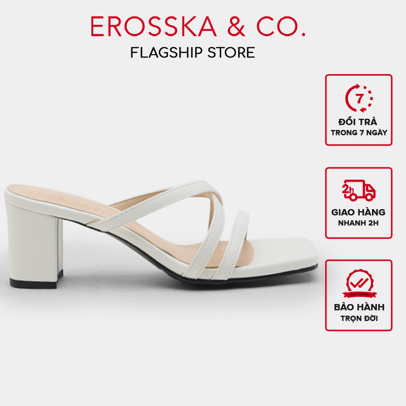 Erosska - Dép cao gót nữ mũi vuông phối dây quai mảnh sang trọng - EM103