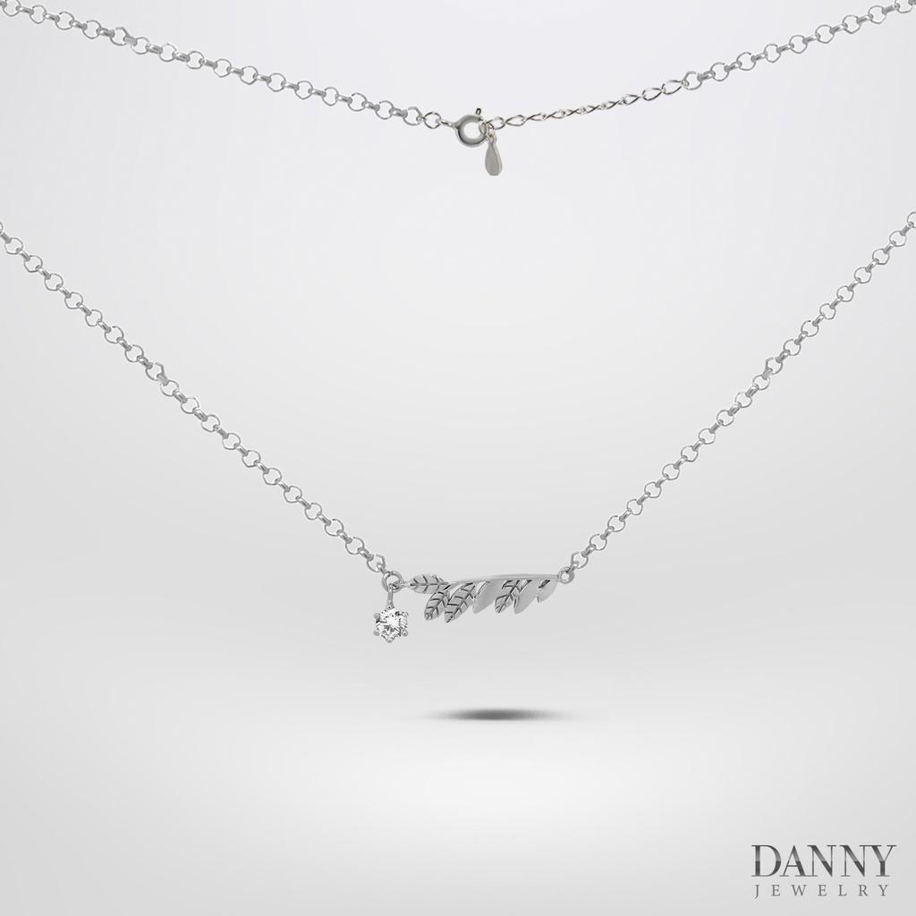 Dây Chuyền Có Mặt Danny Jewelry Bạc 925 Xi Rhodium Nguyệt Quế Đính Đá CZ DM045
